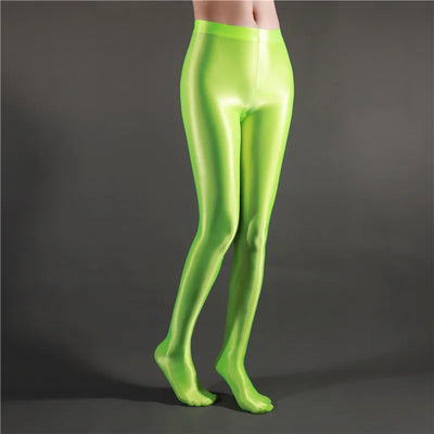 Sexy Shiny Pencil Pants — Glossy Elastic Sheer Leggings for Women Dance & Party Wear