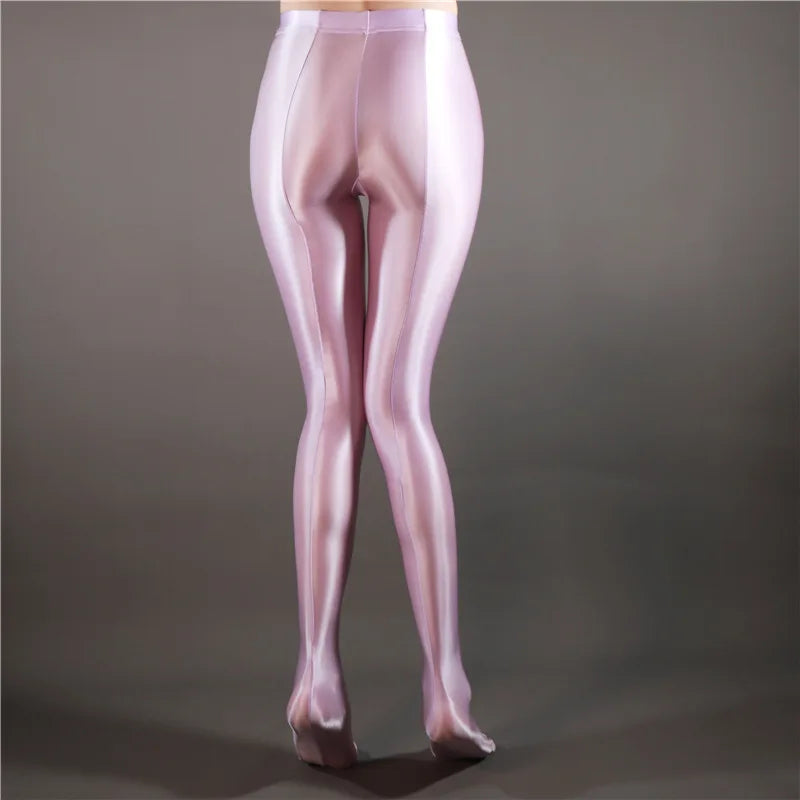 Sexy Shiny Pencil Pants — Glossy Elastic Sheer Leggings for Women Dance & Party Wear