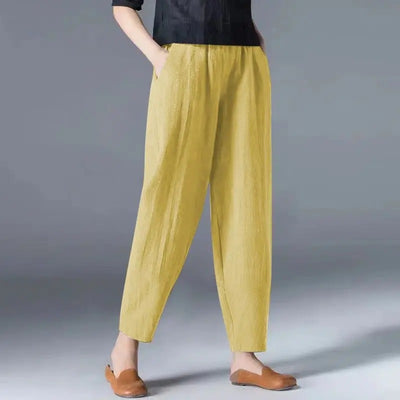 Women’s Cotton Wide Leg Pants – Loose Oversized Elastic Waist Harem Trousers Casual Summer Style