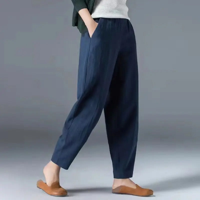 Women’s Cotton Wide Leg Pants – Loose Oversized Elastic Waist Harem Trousers Casual Summer Style