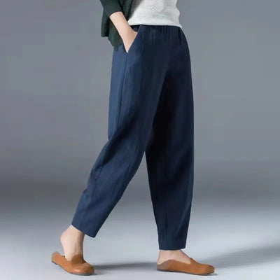 Women’s Cotton Wide Leg Pants – Loose Oversized Elastic Waist Harem Trousers Casual Summer Style