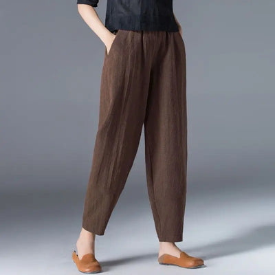 Women’s Cotton Wide Leg Pants – Loose Oversized Elastic Waist Harem Trousers Casual Summer Style