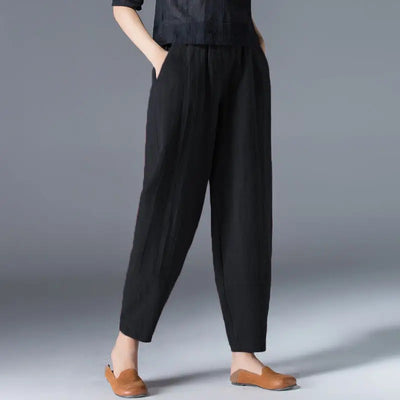 Women’s Cotton Wide Leg Pants – Loose Oversized Elastic Waist Harem Trousers Casual Summer Style