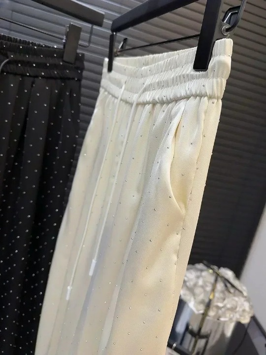 2025 Luxury Full Rhinestone Wide-Leg Pants for Women