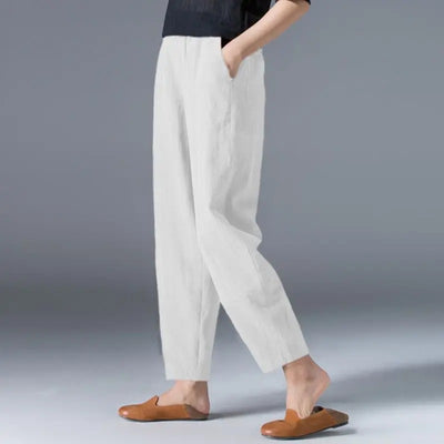 Women’s Cotton Wide Leg Pants – Loose Oversized Elastic Waist Harem Trousers Casual Summer Style