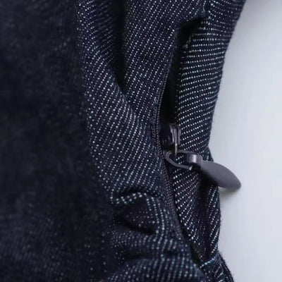 Elegant Denim Midi Dress with Lapel