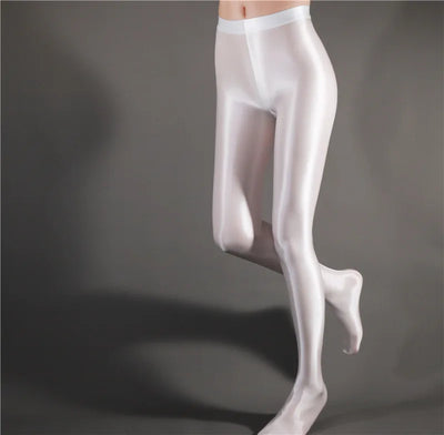 Sexy Shiny Pencil Pants — Glossy Elastic Sheer Leggings for Women Dance & Party Wear