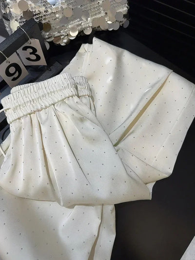 2025 Luxury Full Rhinestone Wide-Leg Pants for Women